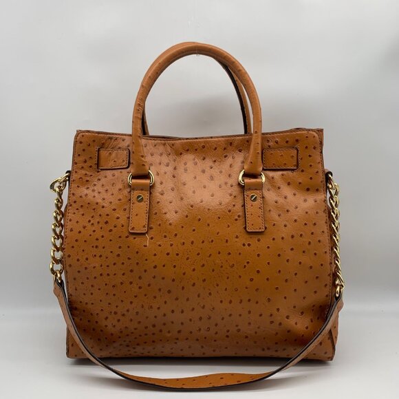 Michael Kors Tan Ostrich Leather Hamilton Tote - Picture 2 of 10